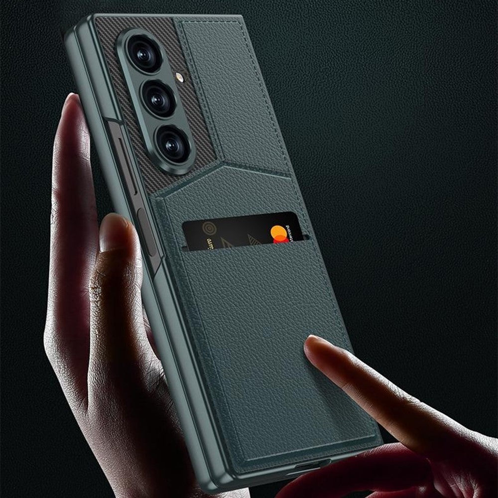 GKK For Samsung Galaxy Z Fold7 5G Case PC + PU Leather Phone Cover with Card Holder Kickstand, Screen Film