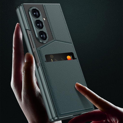 GKK For Samsung Galaxy Z Fold7 5G Case PC + PU Leather Phone Cover with Card Holder Kickstand, Screen Film