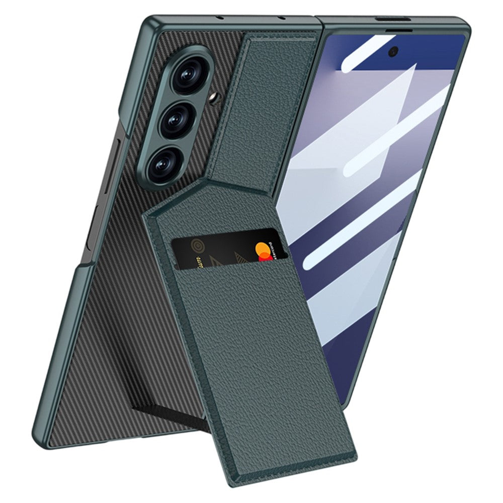 GKK For Samsung Galaxy Z Fold7 5G Case PC + PU Leather Phone Cover with Card Holder Kickstand, Screen Film
