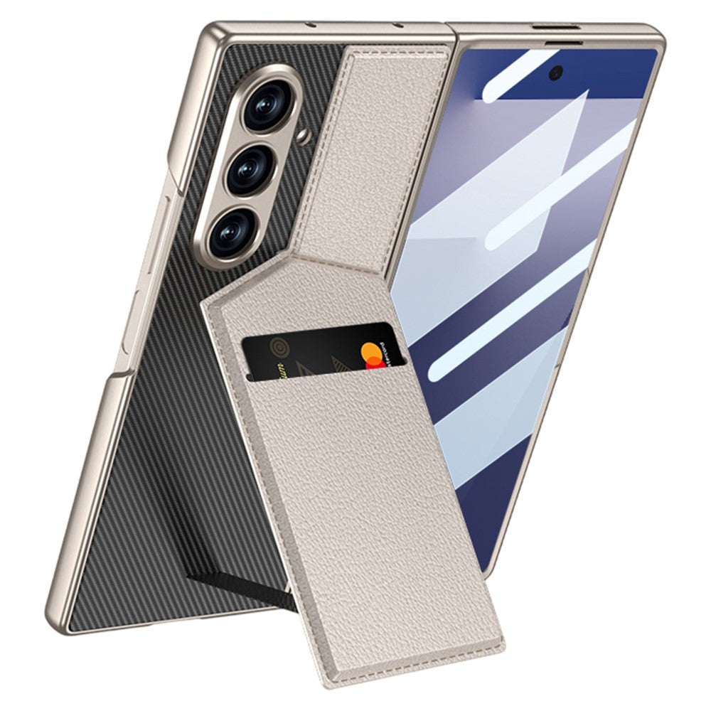 GKK For Samsung Galaxy Z Fold7 5G Case PC + PU Leather Phone Cover with Card Holder Kickstand, Screen Film