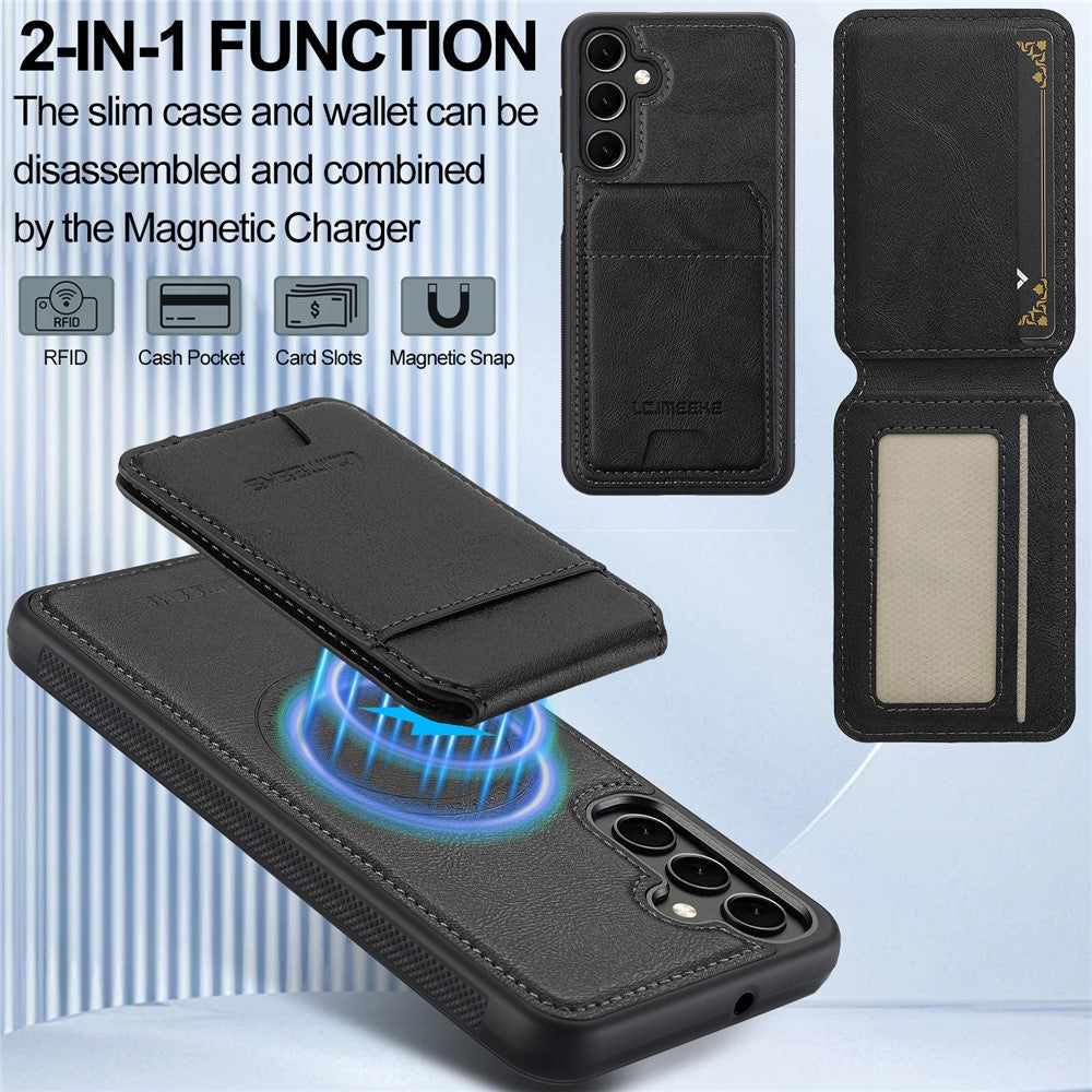 LC.IMEEKE L3 For Samsung	Galaxy A17 5G Magnetic Case Detachable Card Holder Leather TPU Mobile Cover