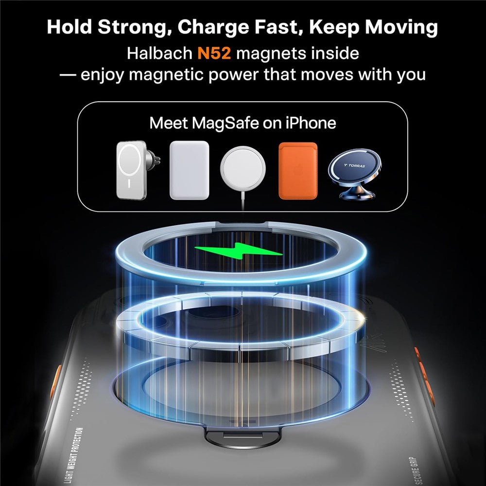 TORRAS Ostand Q3 Air Series For iPhone 16 Pro Max Case with Kickstand Compatible with MagSafe Shockproof PC + TPU Phone Cover (Amazon Packaging, No EAN Code)