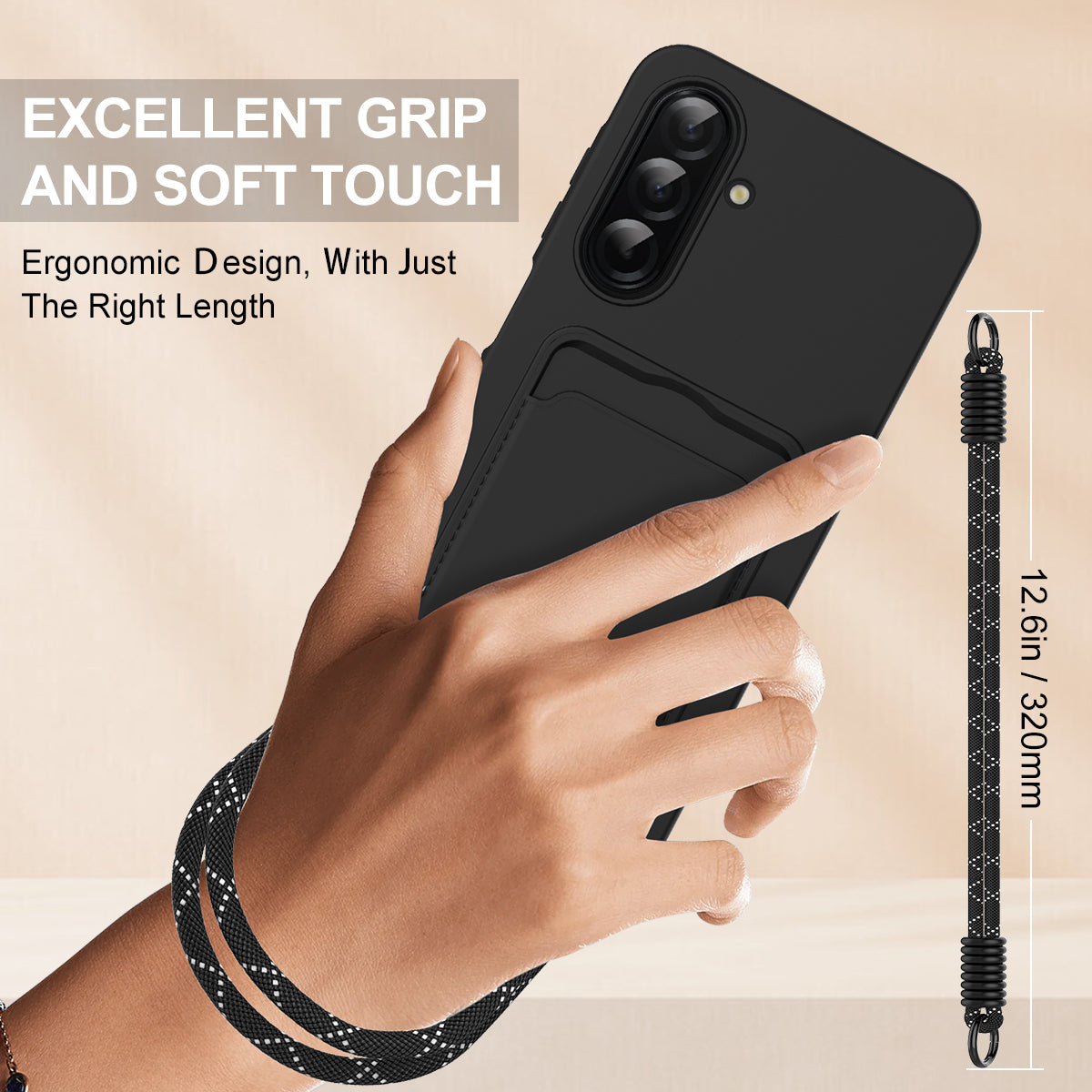 For Samsung Galaxy A17 5G Liquid Silicone Case  Phone Back Cover with Card Holder and Short Strap