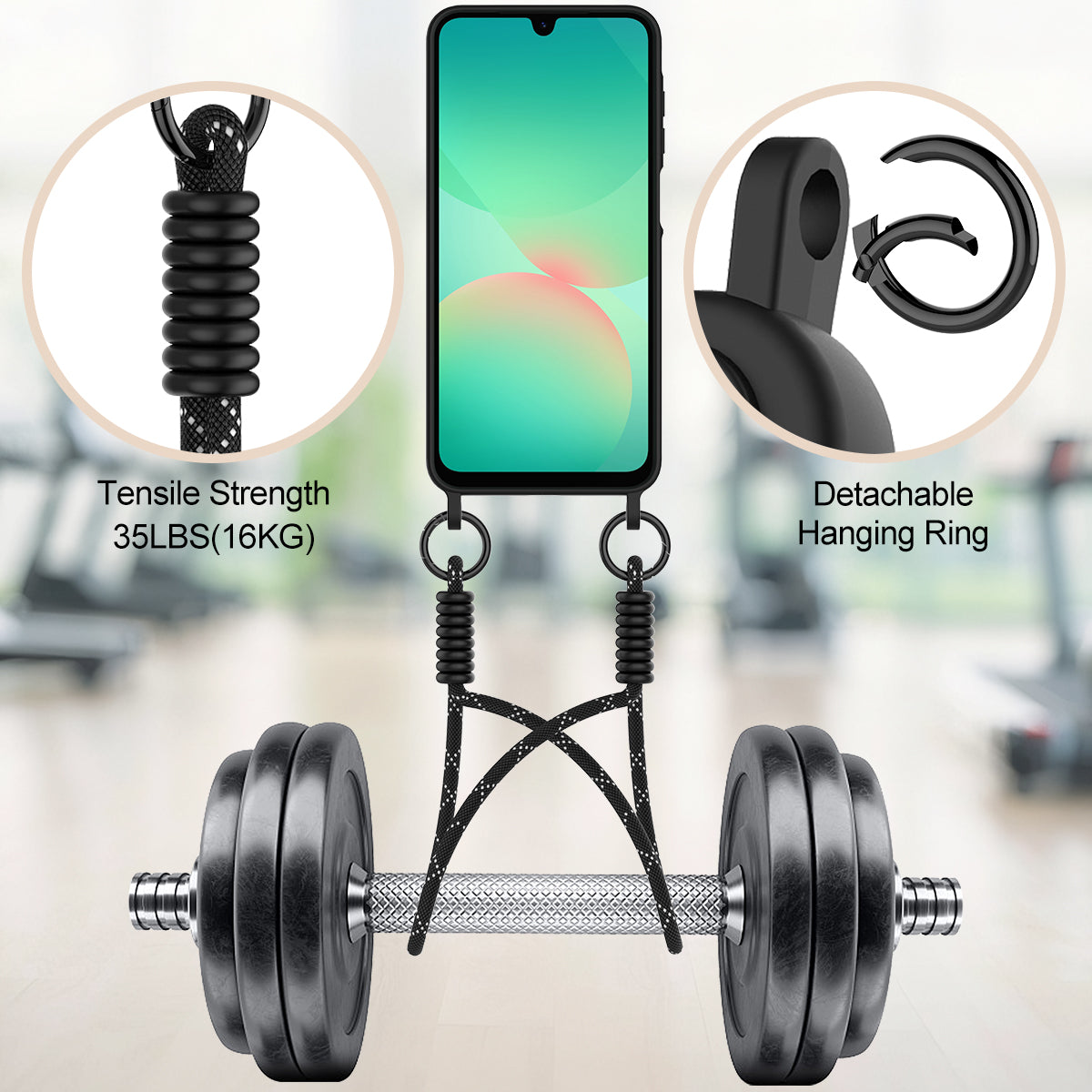 For Samsung Galaxy A17 5G Liquid Silicone Case  Phone Back Cover with Card Holder and Short Strap