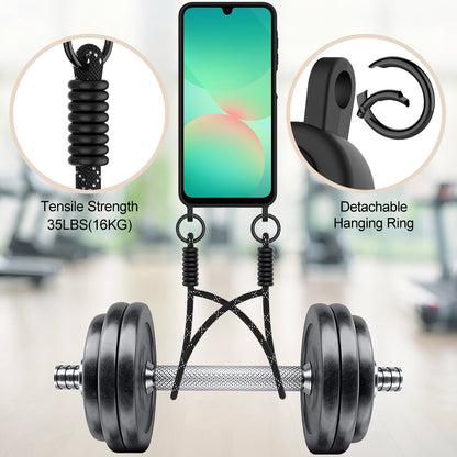 For Samsung Galaxy A17 5G Liquid Silicone Case  Phone Back Cover with Card Holder and Short Strap