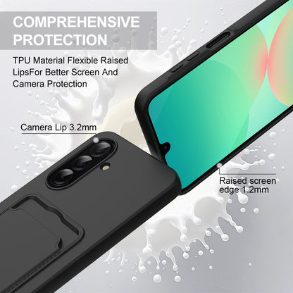 For Samsung Galaxy A17 5G Liquid Silicone Case  Phone Back Cover with Card Holder and Short Strap