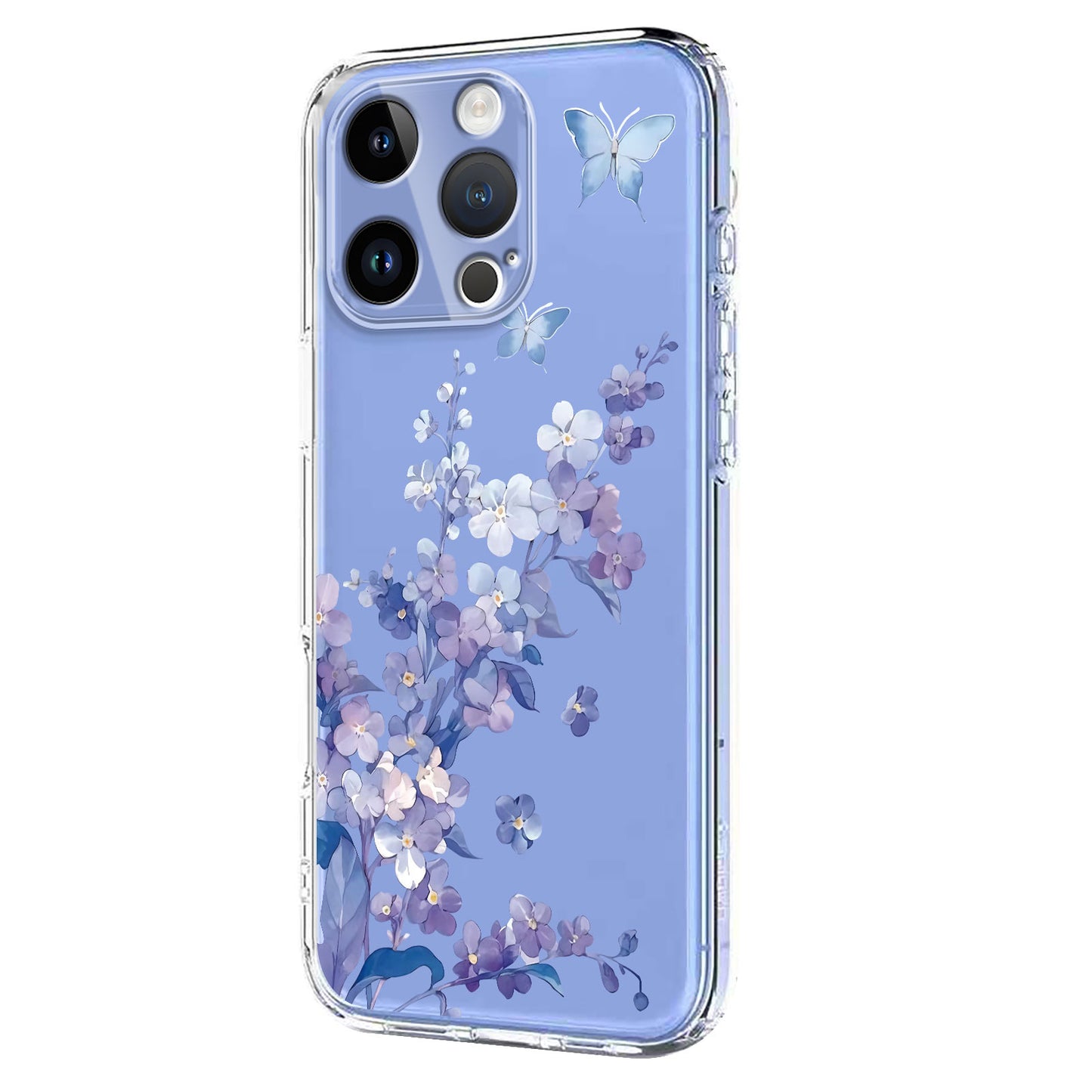 For iPhone 16 Pro Max Case Butterfly Floral Pattern Printing TPU Phone Back Cover