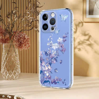 For iPhone 16 Pro Max Case Butterfly Floral Pattern Printing TPU Phone Back Cover