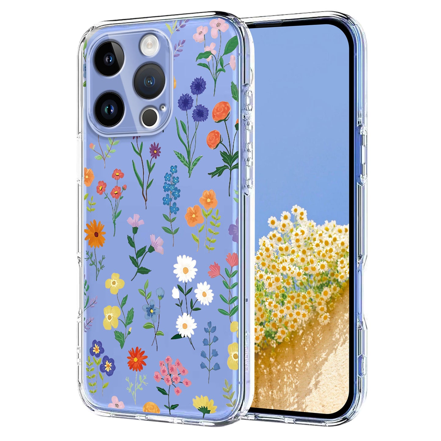 For iPhone 16 Pro Max Case Butterfly Floral Pattern Printing TPU Phone Back Cover