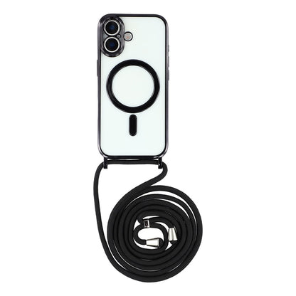 For iPhone 17 Case Compatible with MagSafe Electroplating Edge TPU Phone Cover with Shoulder Strap