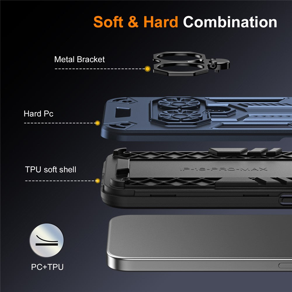 For Samsung Galaxy A17 5G Case Ring Holder Kickstand PC + TPU Shockproof Phone Cover