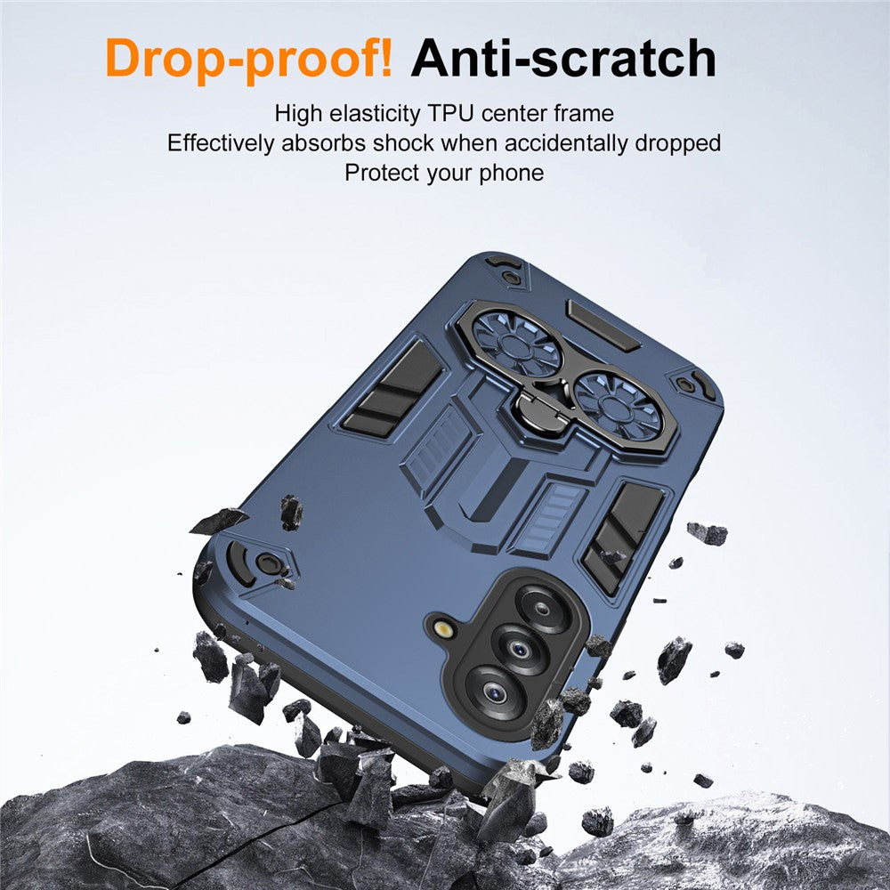 For Samsung Galaxy A17 5G Case Ring Holder Kickstand PC + TPU Shockproof Phone Cover