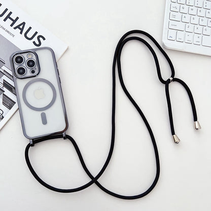 For iPhone 13 Pro 6.1 inch Case Compatible with MagSafe Electroplating Edge TPU Phone Cover with Shoulder Strap