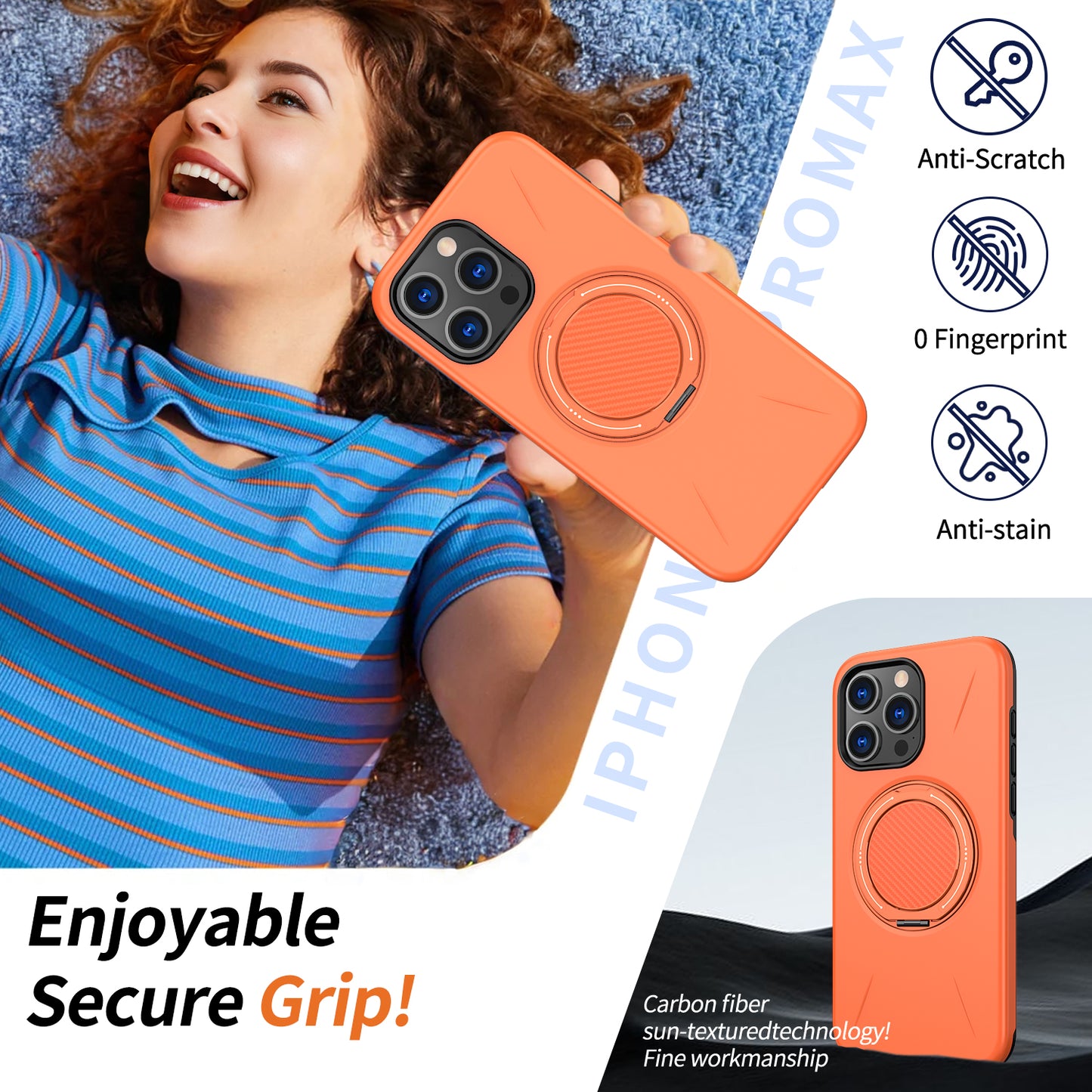 For iPhone 13 Pro 6.1 inch Magnetic Case Rotating Kickstand TPU + PC Phone Cover