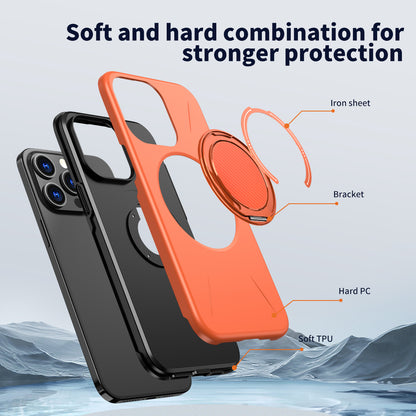 For iPhone 13 Pro 6.1 inch Magnetic Case Rotating Kickstand TPU + PC Phone Cover
