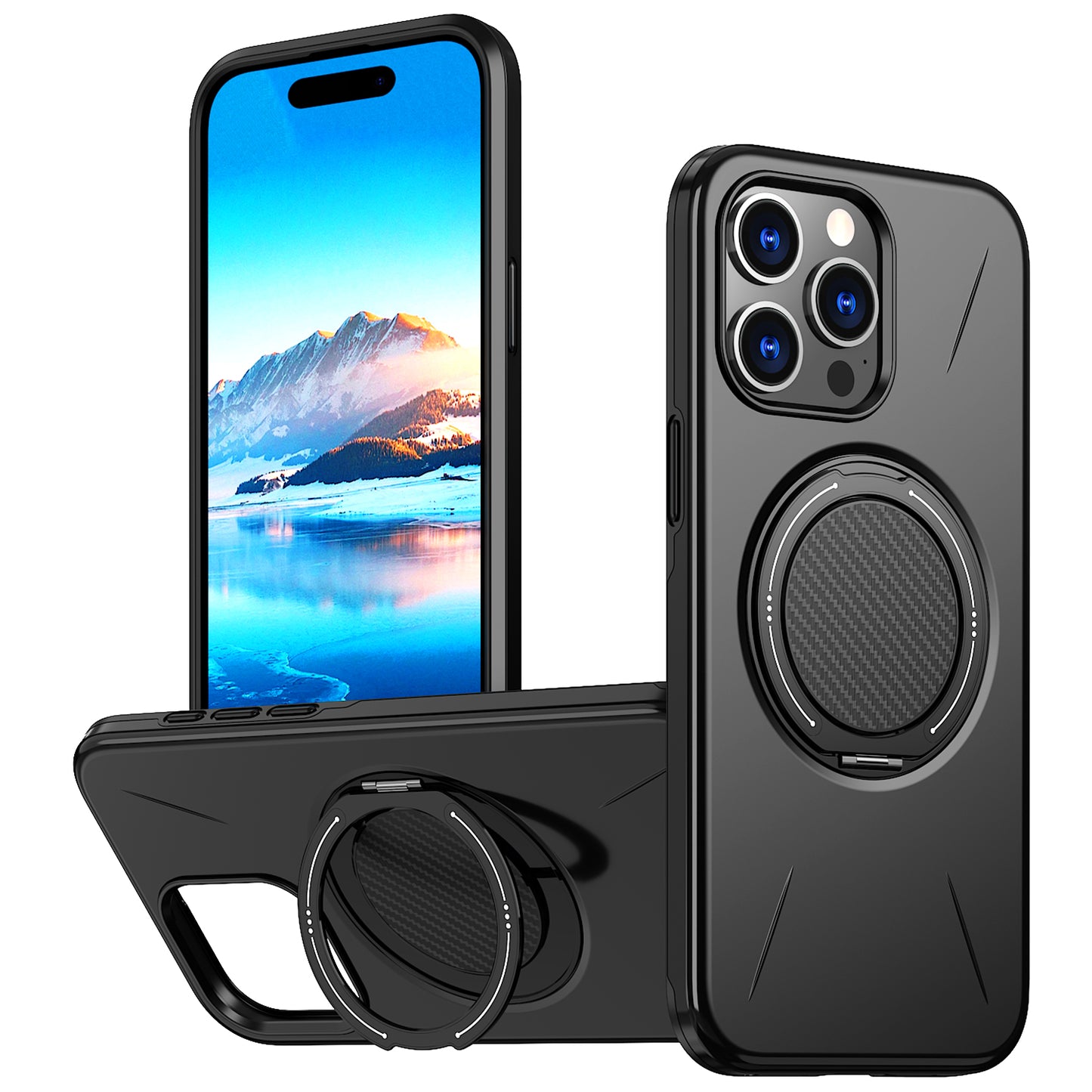 For iPhone 13 Pro 6.1 inch Magnetic Case Rotating Kickstand TPU + PC Phone Cover