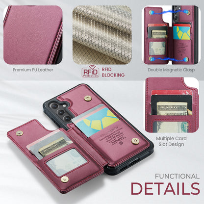 For Samsung Galaxy S25 FE Case with RFID Blocking 5 Card Slots CASEME C22 Leather Back Cover