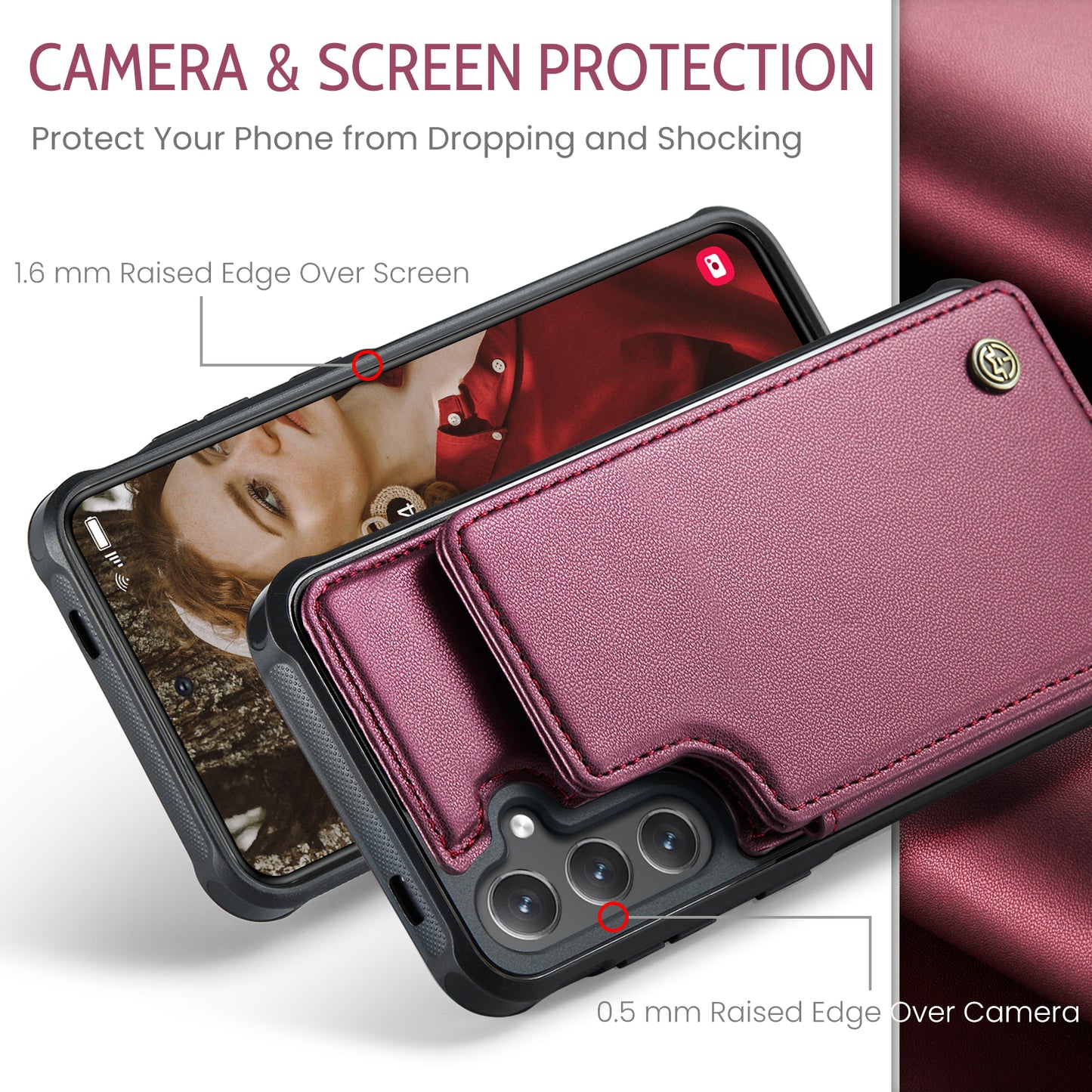 For Samsung Galaxy S25 FE Case with RFID Blocking 5 Card Slots CASEME C22 Leather Back Cover