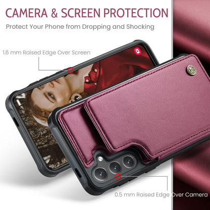 For Samsung Galaxy S25 FE Case with RFID Blocking 5 Card Slots CASEME C22 Leather Back Cover