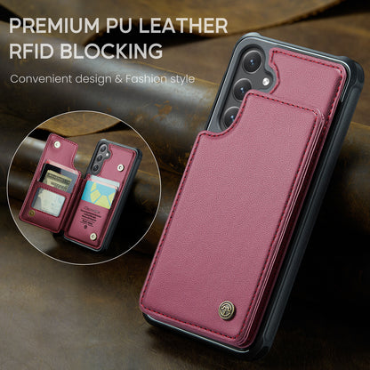 For Samsung Galaxy S25 FE Case with RFID Blocking 5 Card Slots CASEME C22 Leather Back Cover