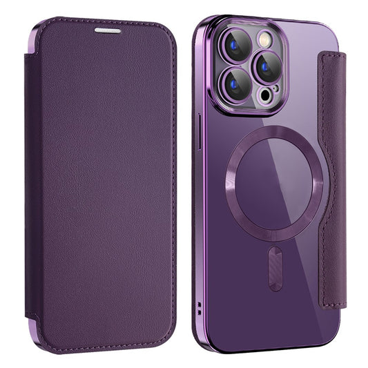 AMORUS For iPhone 13 Pro Max Case Compatible with MagSafe RFID Blocking Card Holder Leather Phone Cover