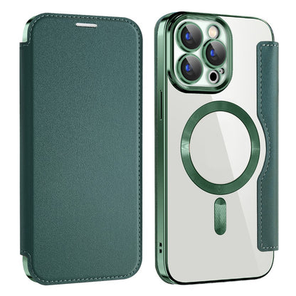 AMORUS For iPhone 13 Pro Max Case Compatible with MagSafe RFID Blocking Card Holder Leather Phone Cover