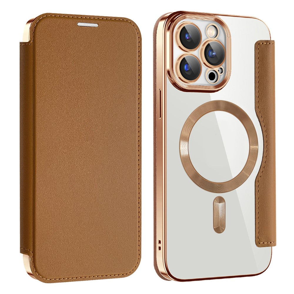 AMORUS For iPhone 13 Pro Max Case Compatible with MagSafe RFID Blocking Card Holder Leather Phone Cover