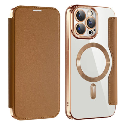 AMORUS For iPhone 13 Pro Max Case Compatible with MagSafe RFID Blocking Card Holder Leather Phone Cover