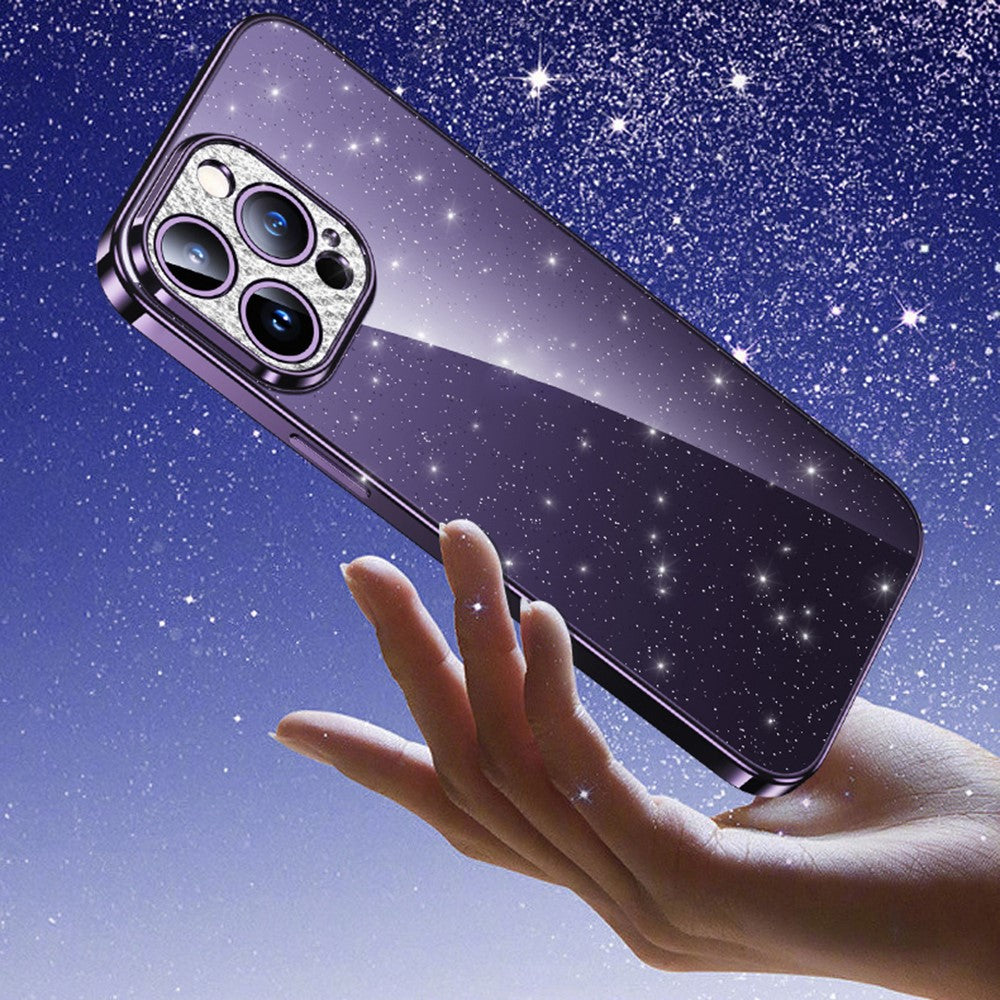 SULADA For iPhone 13 Pro Max 6.7 inch Glitter Soft TPU Phone Case Rhinestone Decor Electroplating Cover