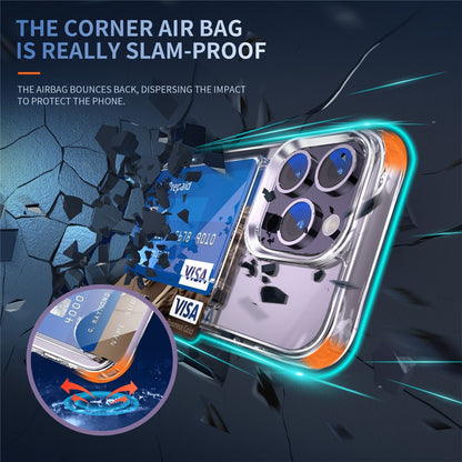 For iPhone 13 Pro Transparent Phone Case Card Holder Shockproof Corner TPU + Acrylic Phone Cover