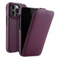 MELKCO For iPhone 13 Pro Litchi Texture Phone Case Genuine Cow Leather+PC Vertical Flip Back Cover