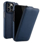MELKCO For iPhone 13 Pro Litchi Texture Phone Case Genuine Cow Leather+PC Vertical Flip Back Cover