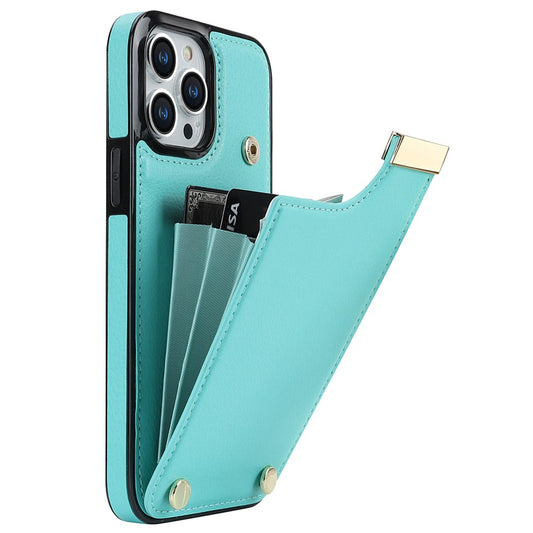 Phone Case for iPhone 13 Pro TPU+PU Leather+Metal Hardware Phone Cover with Card Holder