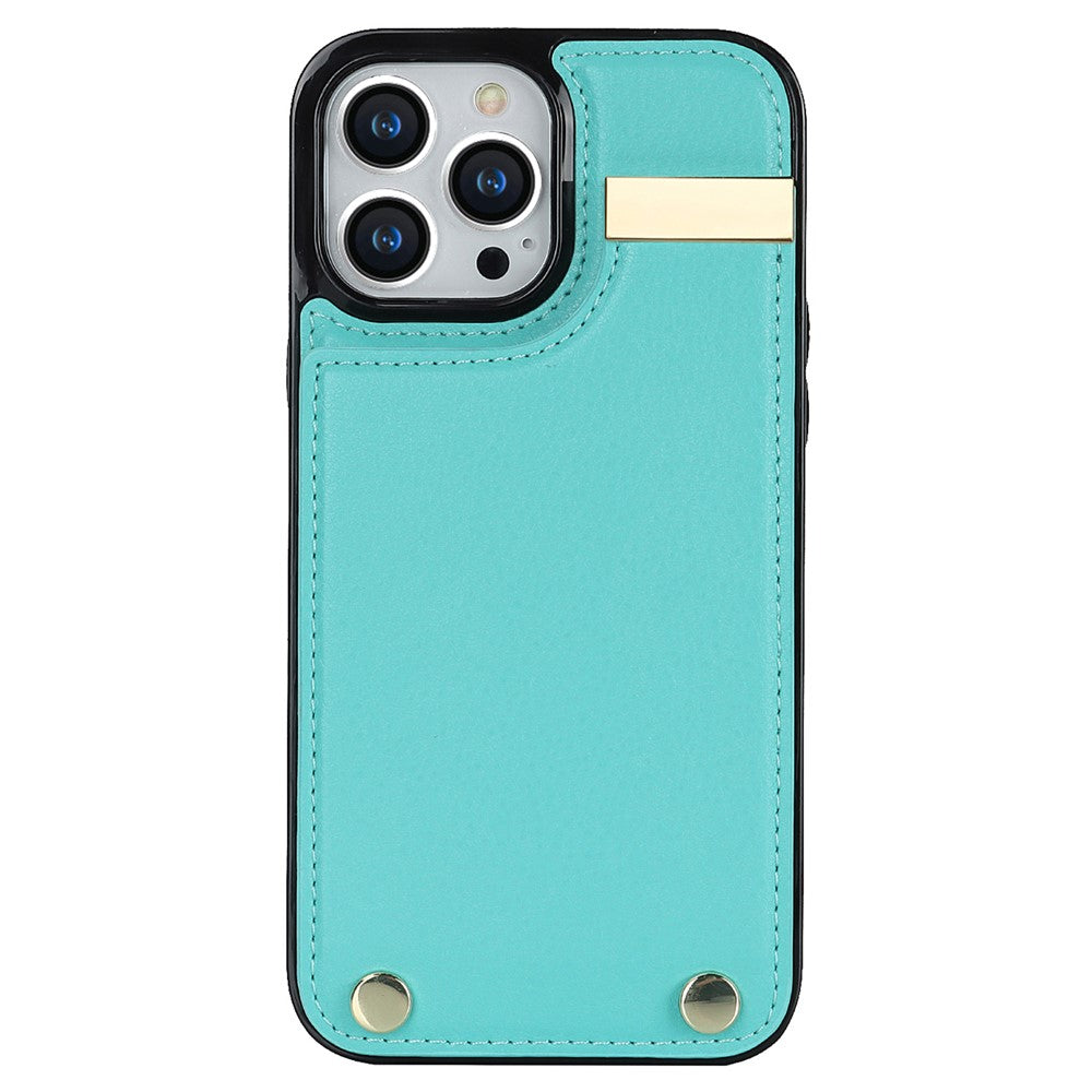 Phone Case for iPhone 13 Pro TPU+PU Leather+Metal Hardware Phone Cover with Card Holder
