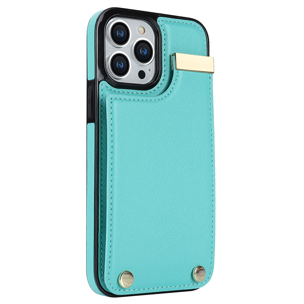 Phone Case for iPhone 13 Pro TPU+PU Leather+Metal Hardware Phone Cover with Card Holder