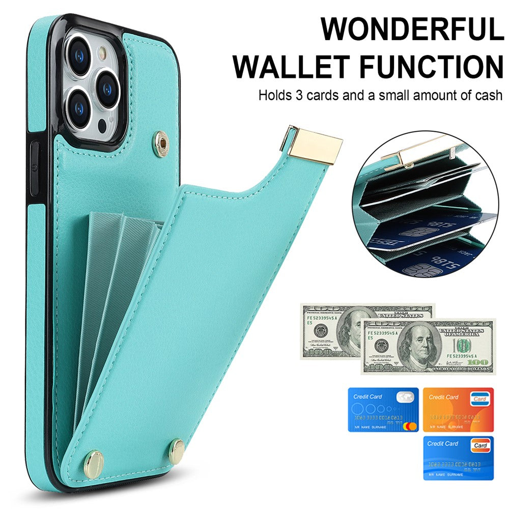 Phone Case for iPhone 13 Pro TPU+PU Leather+Metal Hardware Phone Cover with Card Holder