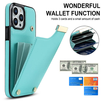 Phone Case for iPhone 13 Pro TPU+PU Leather+Metal Hardware Phone Cover with Card Holder