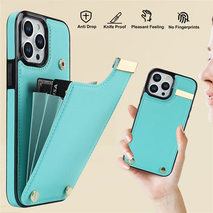 Phone Case for iPhone 13 Pro TPU+PU Leather+Metal Hardware Phone Cover with Card Holder