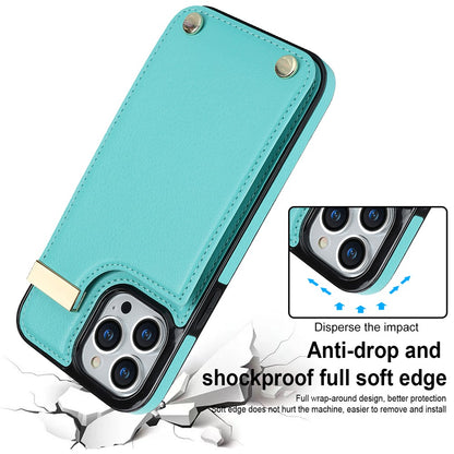 Phone Case for iPhone 13 Pro TPU+PU Leather+Metal Hardware Phone Cover with Card Holder