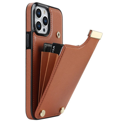 Phone Case for iPhone 13 Pro TPU+PU Leather+Metal Hardware Phone Cover with Card Holder