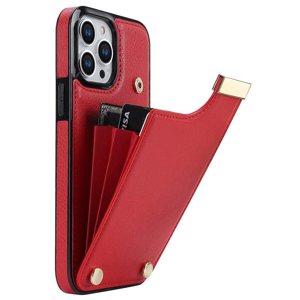 Phone Case for iPhone 13 Pro TPU+PU Leather+Metal Hardware Phone Cover with Card Holder