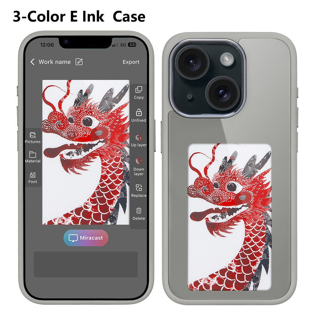 3-Color E Ink Case Screen Case for iPhone 14 / 13 Customizable with NFC