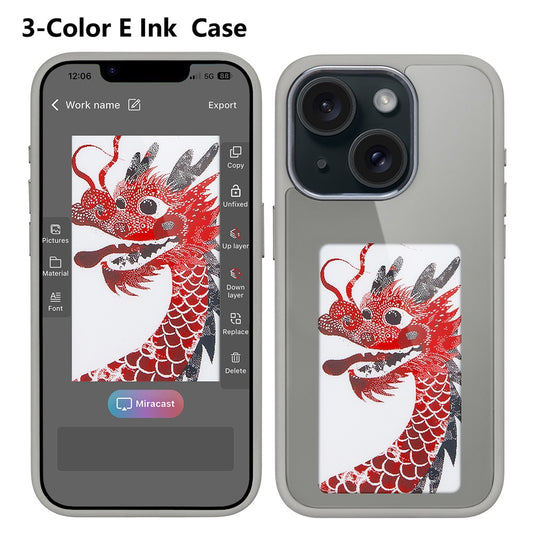 3-Color E Ink Case Screen Case for iPhone 14 / 13 Customizable with NFC