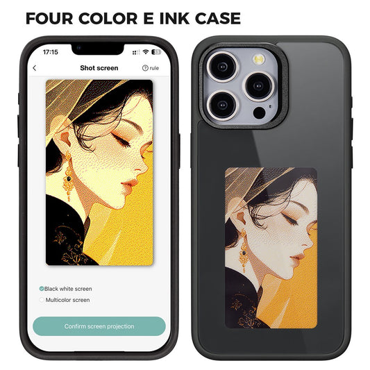 For iPhone 13 Pro E Ink Cover 4-Color Display Phone Case NFC Projection Customized Pattern