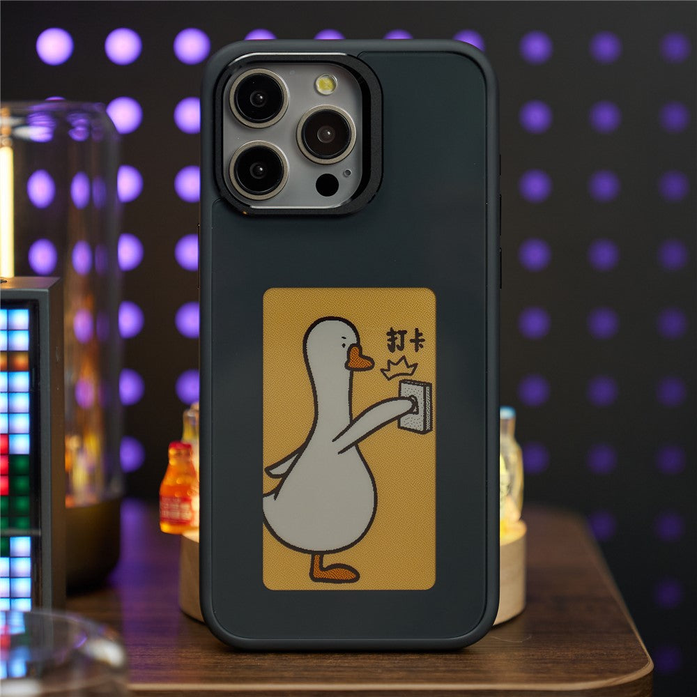 For iPhone 15 Pro E Ink Phone Case 4-Color Screen Play DIY Phone Cover