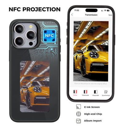 For iPhone 15 Pro E Ink Phone Case 4-Color Screen Play DIY Phone Cover