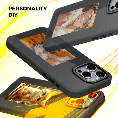 For iPhone 15 Pro E Ink Phone Case 4-Color Screen Play DIY Phone Cover
