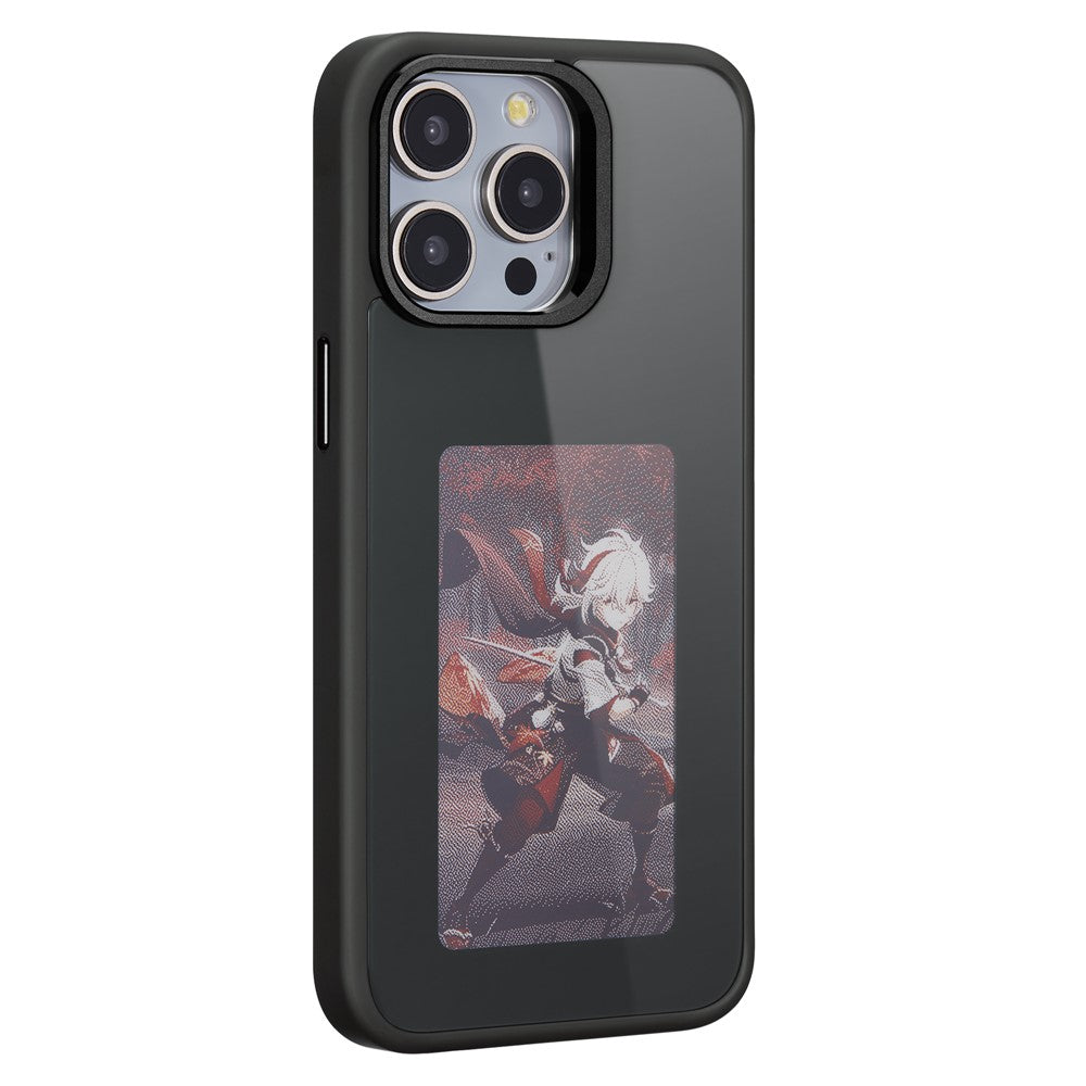 For iPhone 15 Pro E Ink Phone Case 4-Color Screen Play DIY Phone Cover