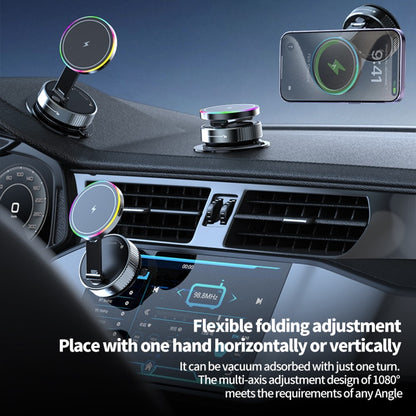 K3 Rotating Magnetic Car Phone Holder Wireless Charging Vacuum Sucker Desktop Stand with Colorful Light