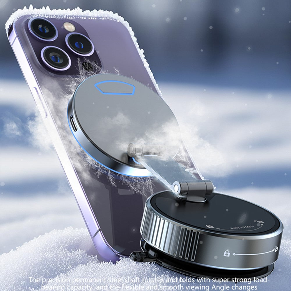 K3 Rotating Magnetic Car Phone Holder Wireless Charging Vacuum Sucker Desktop Stand with Colorful Light